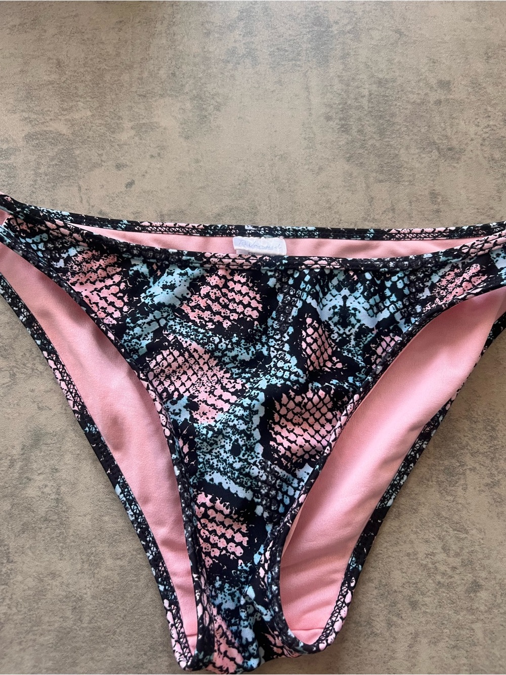 Snake Print Bikini Bottoms in Pink & Aqua